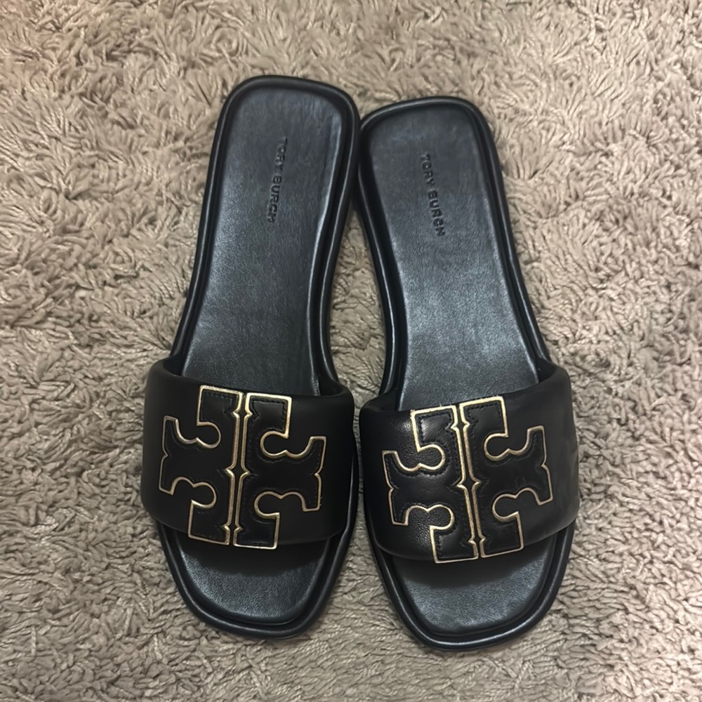 Tory Burch Black Geometric Logo Sandals
